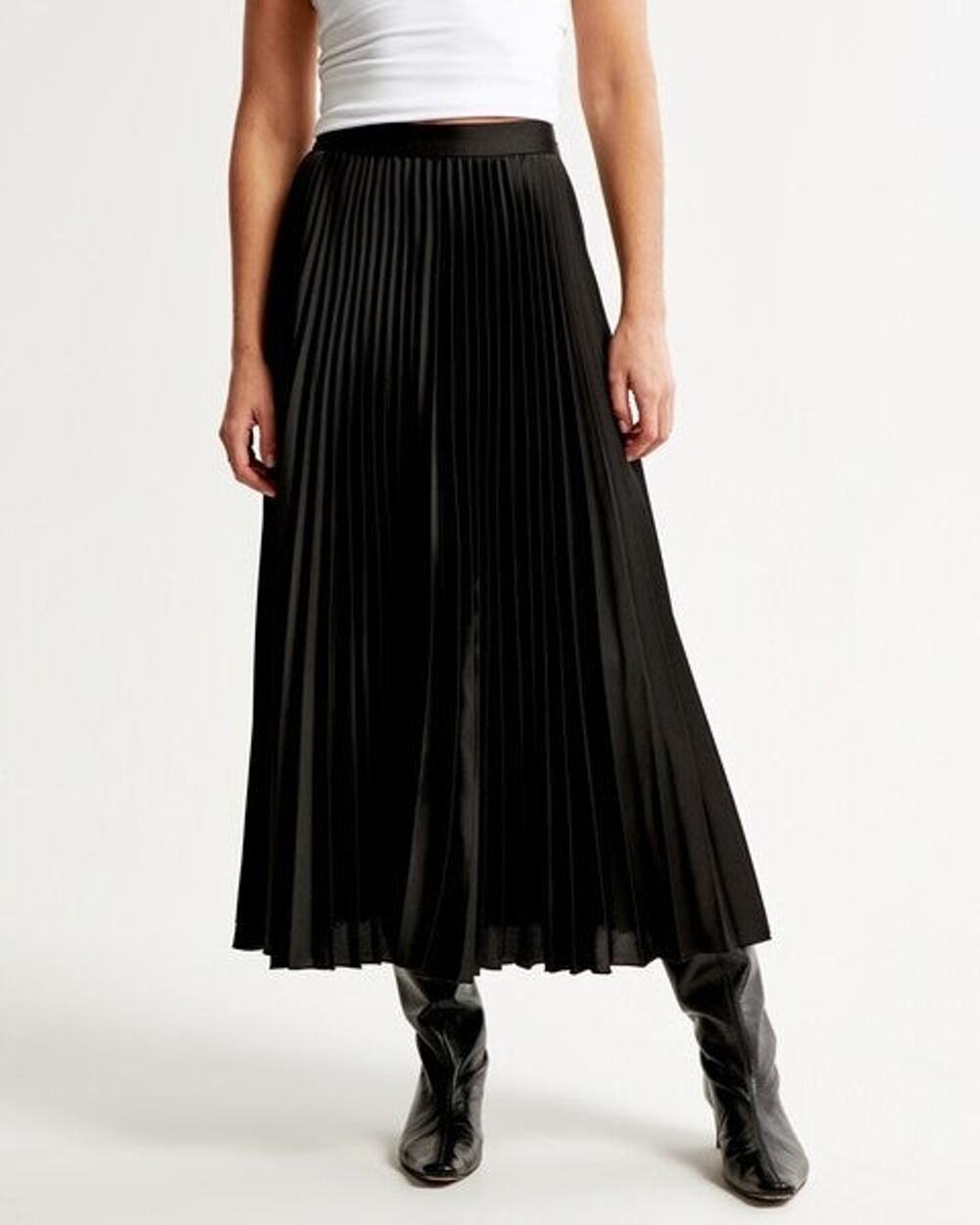 Abercrombie & Fitch Satin Pleated Midi Skirt - XS